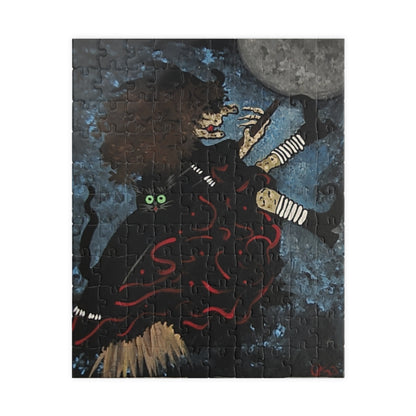 Witch and Trickster Fly to the Moon - JigsawPuzzle (110/252/520/1014 pcs)