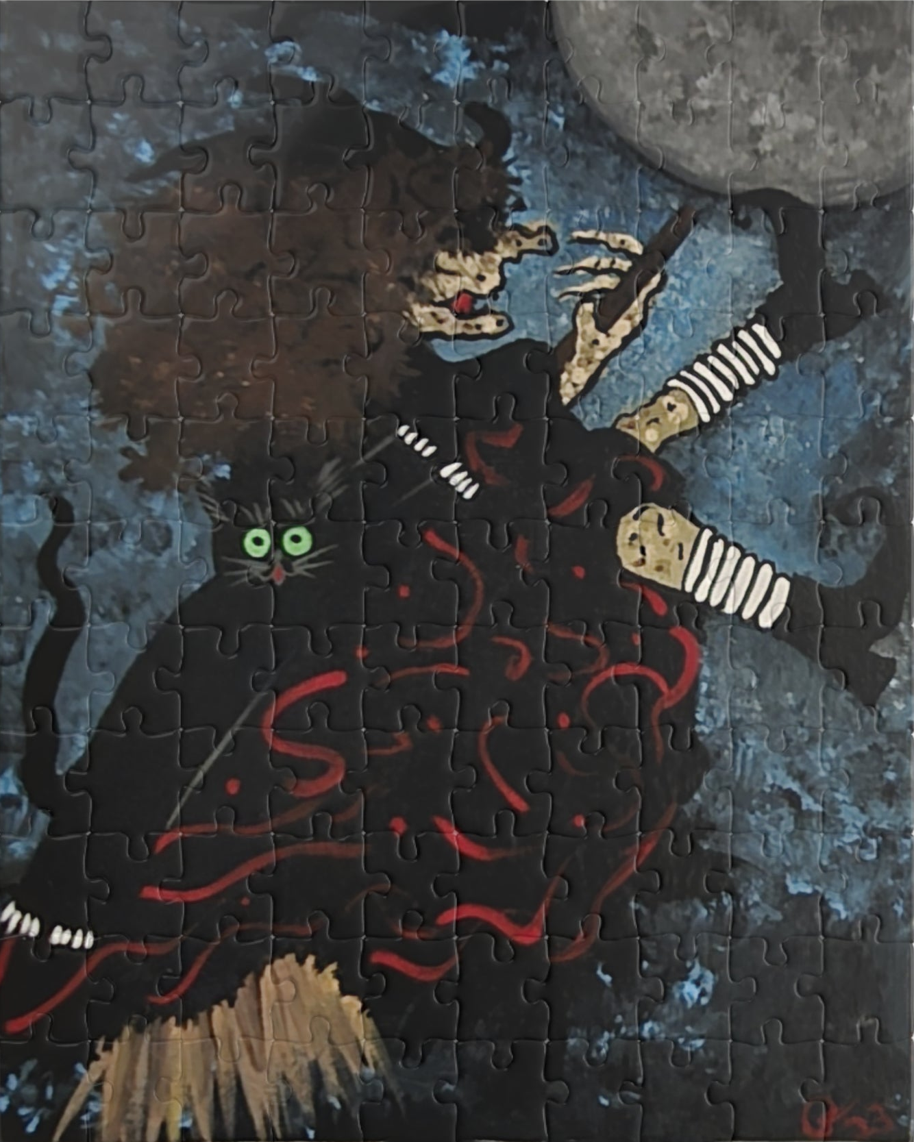 Witch and Trickster Fly to the Moon - JigsawPuzzle (110/252/520/1014 pcs)