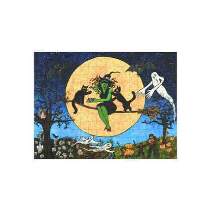 Witching Night Under a Yellow Moon With Friends  Puzzle (96, 252, 500, 1000-Piece)