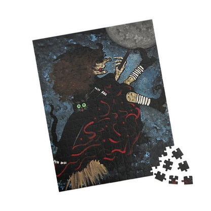 Witch and Trickster Fly to the Moon - JigsawPuzzle (110/252/520/1014 pcs)