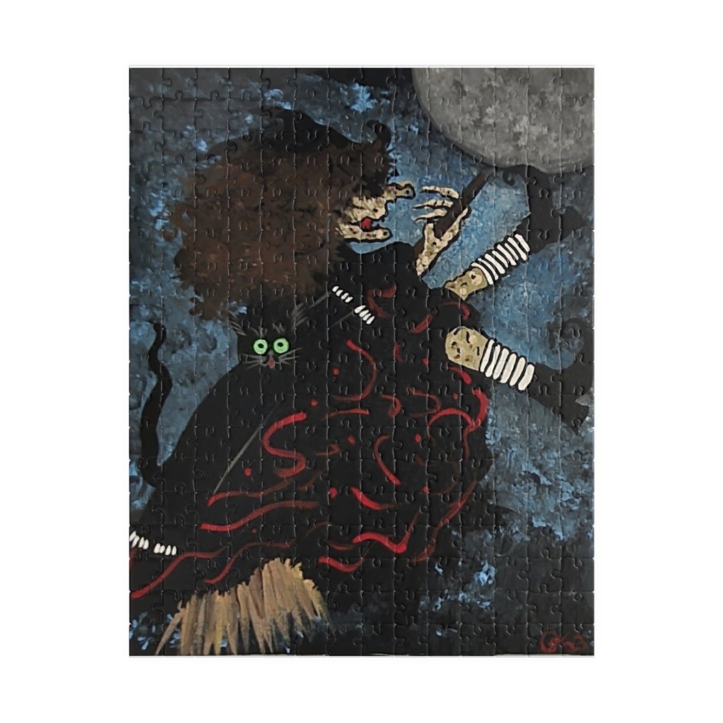 Witch and Trickster Fly to the Moon - JigsawPuzzle (110/252/520/1014 pcs)