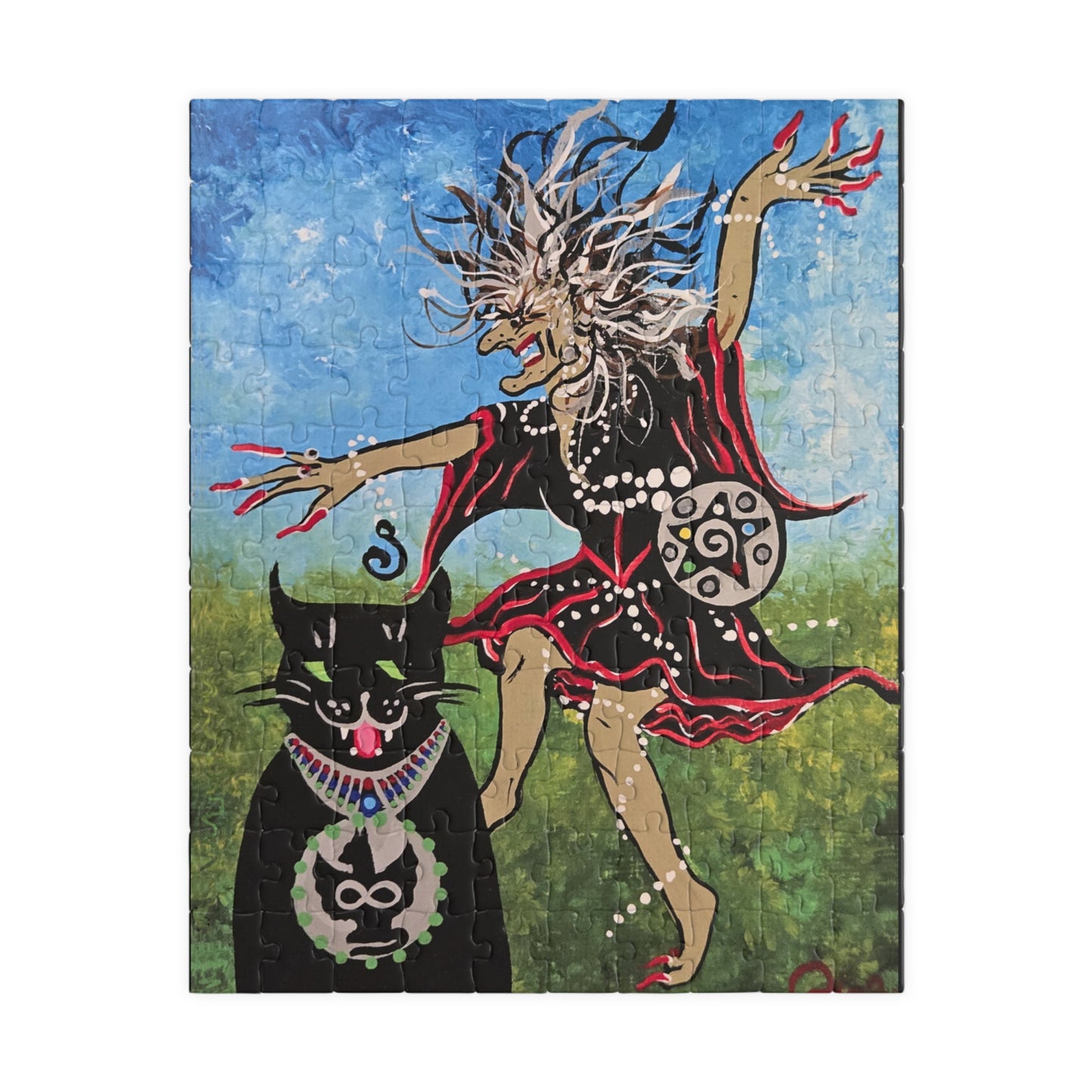 Deliriously Dancing Sorceress with Watchful Familiar Jigsaw Puzzle