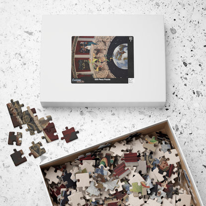 Exploration of Faith through Ethereal Cosmology Jigsaw Puzzle — Surreal Globe & Audience Artwork (110/252/520/1014 pcs)