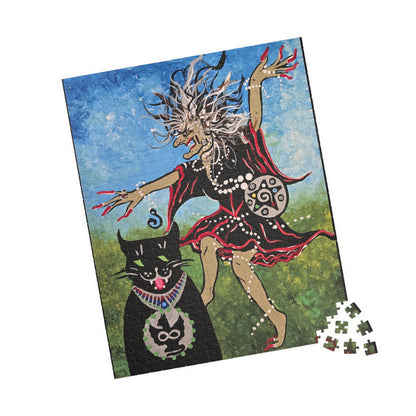 Deliriously Dancing Sorceress with Watchful Familiar Jigsaw Puzzle