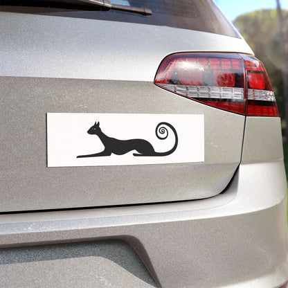Black Cat Silhouette Car Magnet, Sleek Kitty Tail Decal for Cars