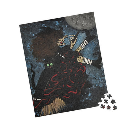 Witch and Trickster Fly to the Moon - JigsawPuzzle (110/252/520/1014 pcs)