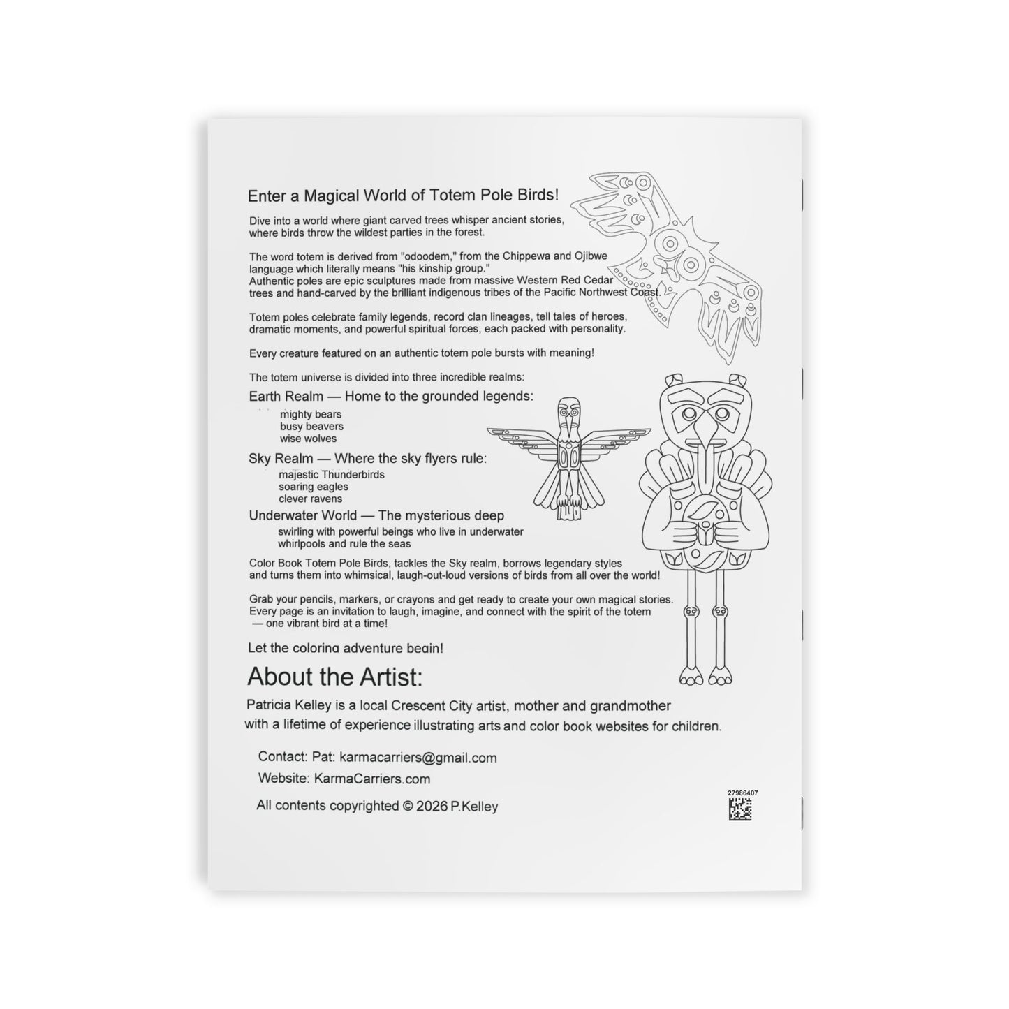 Whimsical Color Book Totem Pole Birds