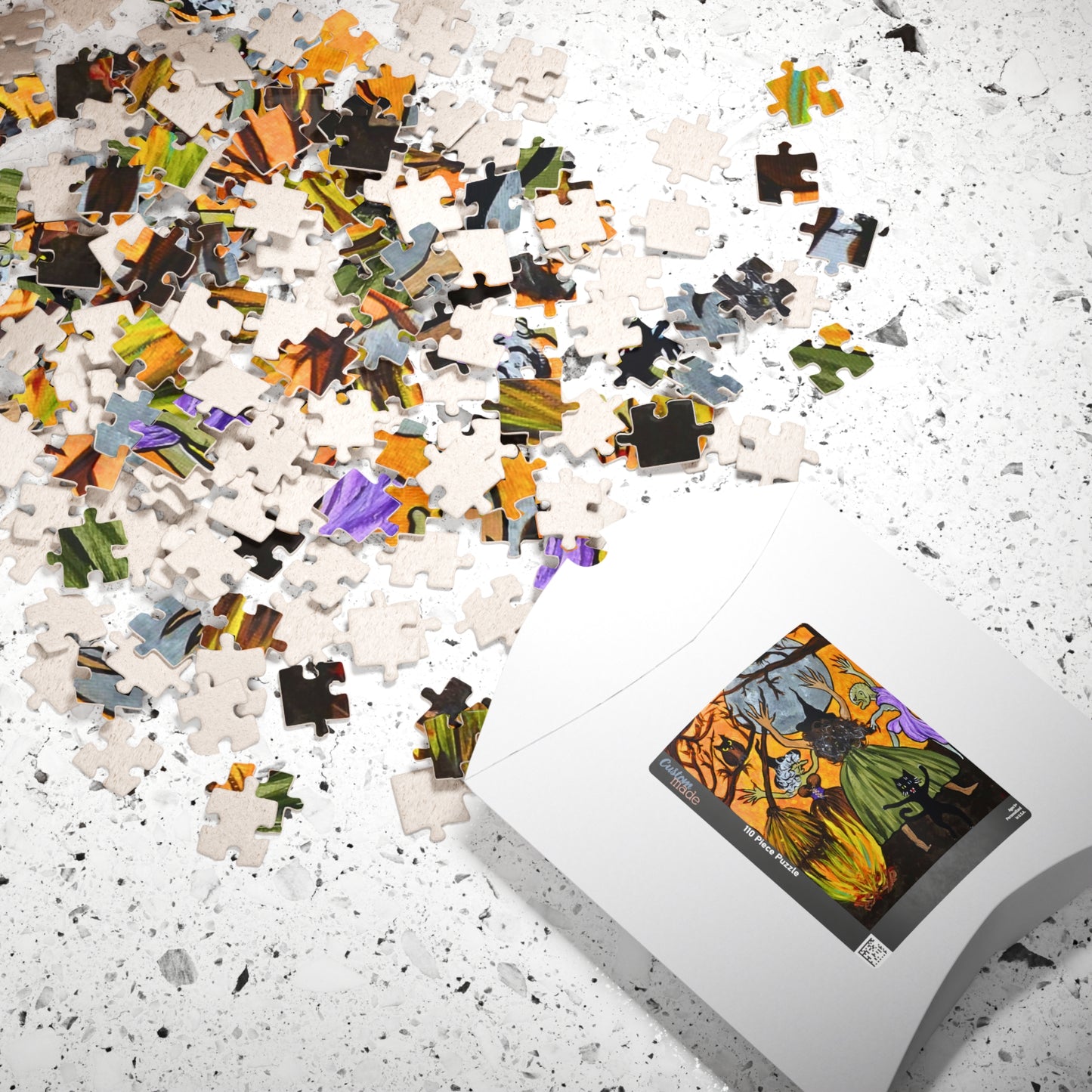 Trickster Dances with Witches at a Bonfire Jigsaw Puzzle