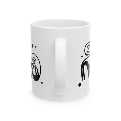 Ceramic Mug, Whimsical Black Pet Silhouette Coffee Cup (11oz/15oz)