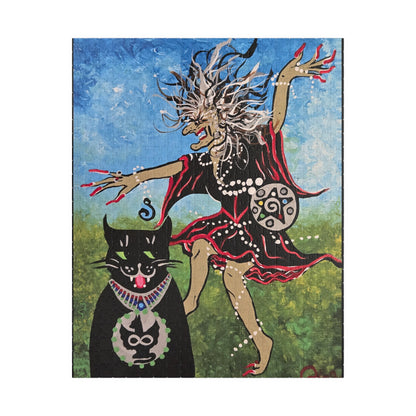 Deliriously Dancing Sorceress with Watchful Familiar Jigsaw Puzzle