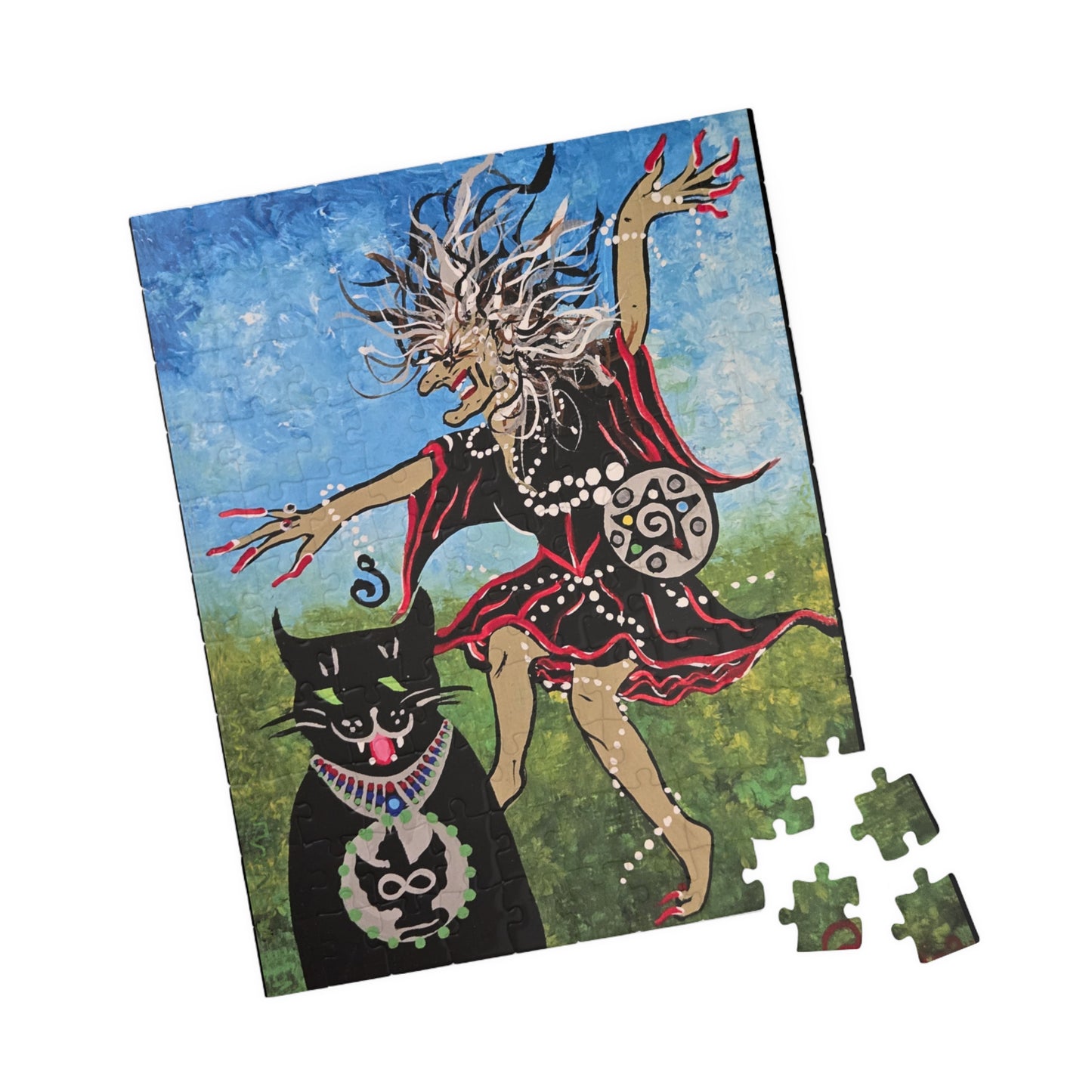 Deliriously Dancing Sorceress with Watchful Familiar Jigsaw Puzzle