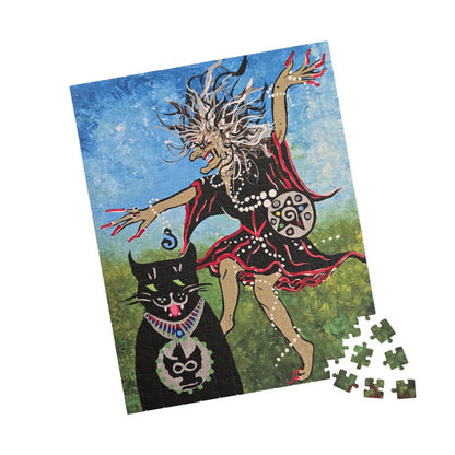 Deliriously Dancing Sorceress with Watchful Familiar Jigsaw Puzzle