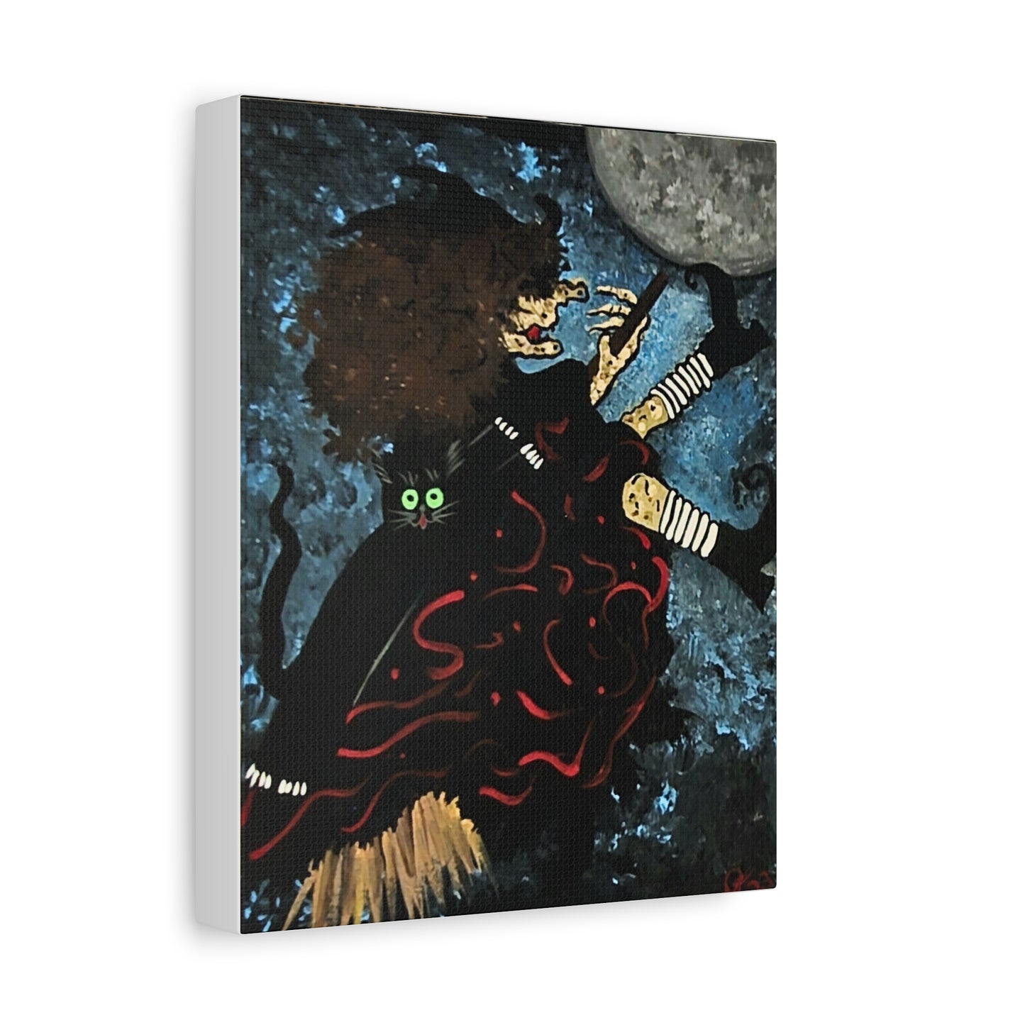 Witch and Trickster Fly Over the Moon Matte Canvas, Stretched, 1.25"