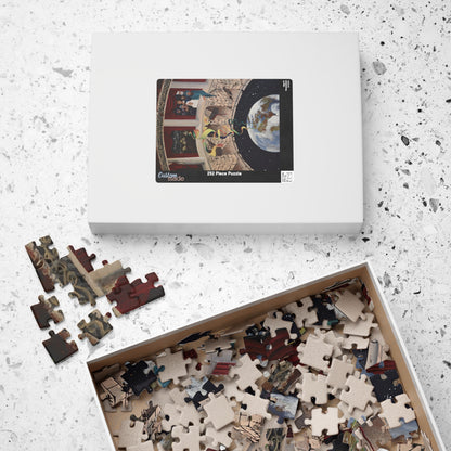 Exploration of Faith through Ethereal Cosmology Jigsaw Puzzle — Surreal Globe & Audience Artwork (110/252/520/1014 pcs)