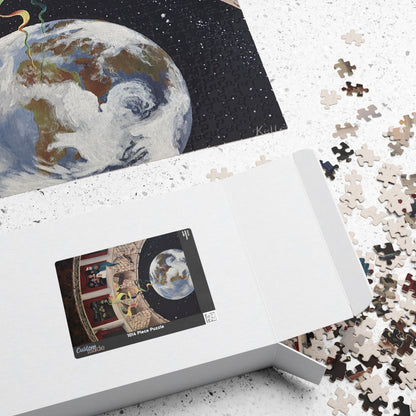 Exploration of Faith through Ethereal Cosmology Jigsaw Puzzle — Surreal Globe & Audience Artwork (110/252/520/1014 pcs)