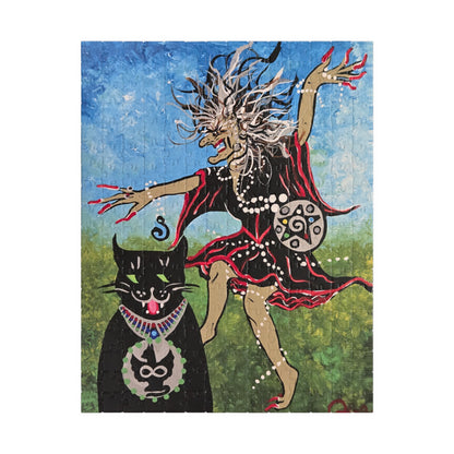 Deliriously Dancing Sorceress with Watchful Familiar Jigsaw Puzzle