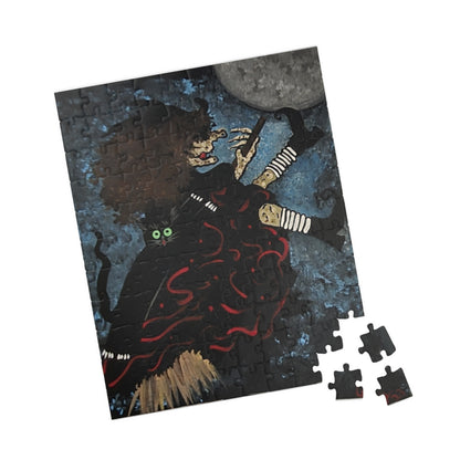 Witch and Trickster Fly to the Moon - JigsawPuzzle (110/252/520/1014 pcs)
