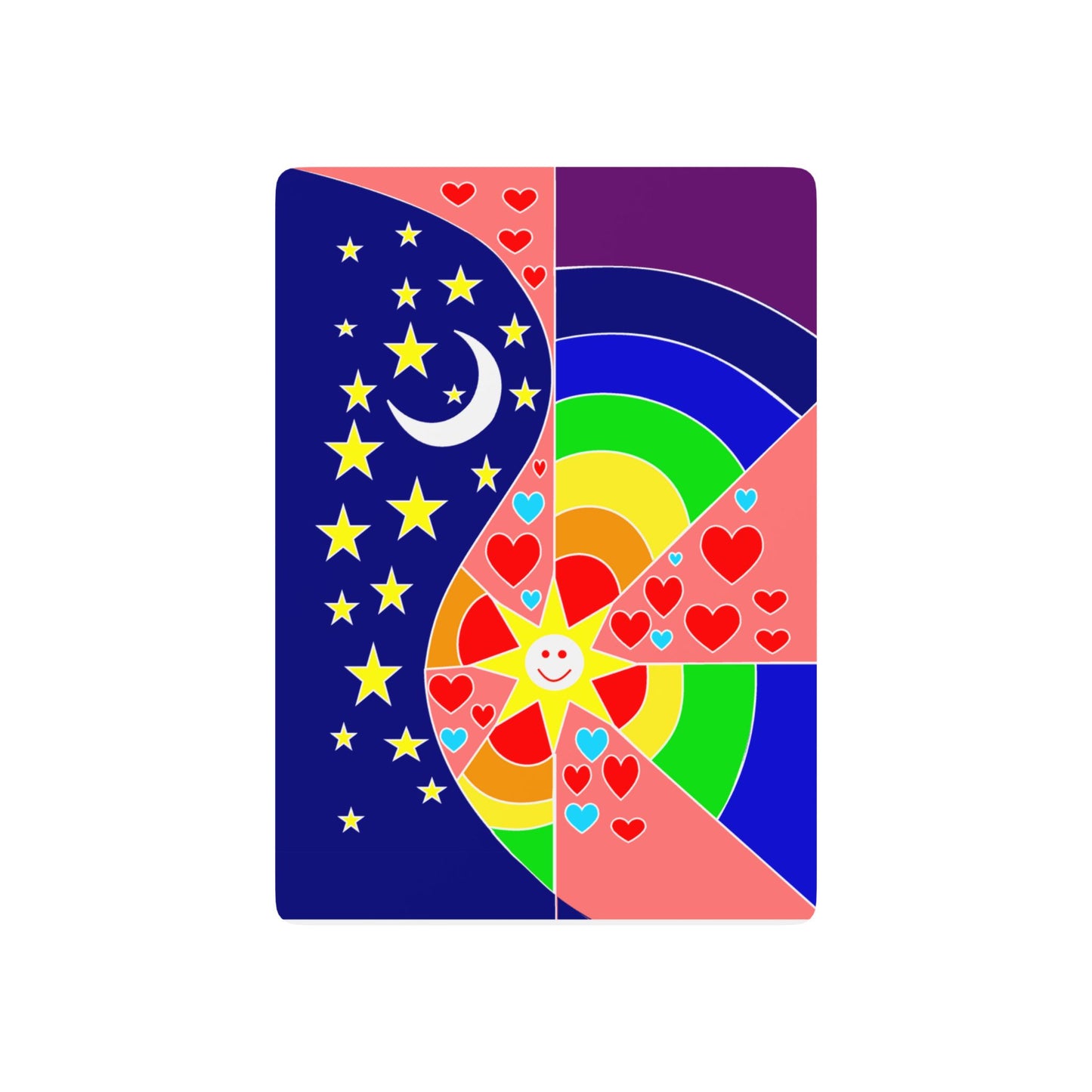 Colorful Psychedelic Poker Playing Cards — Rainbow Heart & Star Back Design
