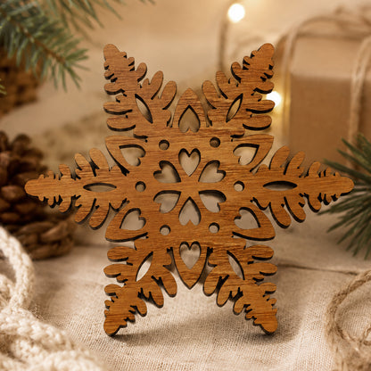 Wood Cut Snowflake Ornament